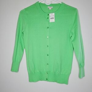 NWT J. Crew The Clare Cardigan Green Small Buttons Classic 3/4 Sleeve Teacher